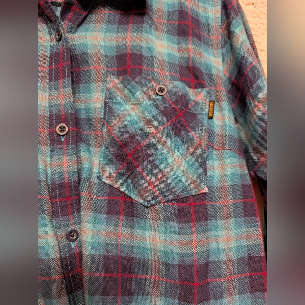 Burton Women's WB Grace Woven Jaded Haze Plaid 100% Cotton Size M BNWT - Picture 8 of 11